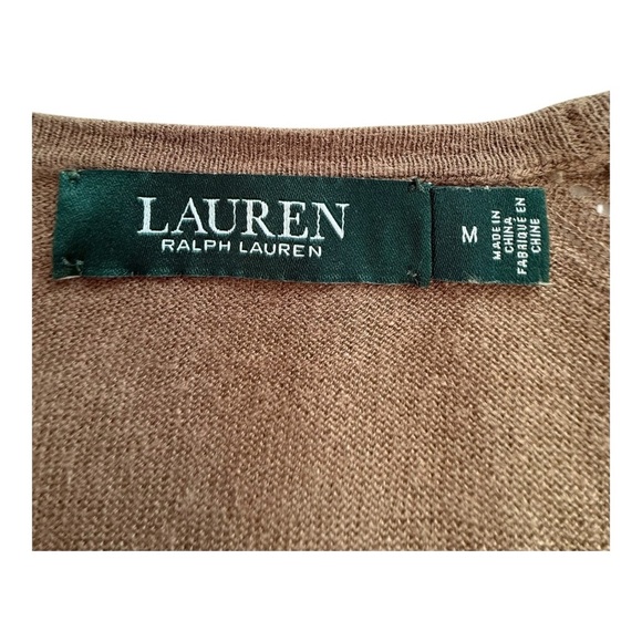 Lauren Ralph Lauren Linen Open-Front Cardigan Sweater - Size Medium - Picture 5 of 10